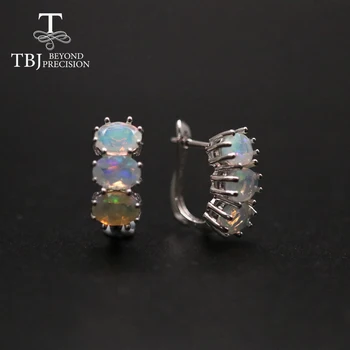 TBJ,5ct Farverige opal earring ,naturlige 6 Stykker naturlige Etiopien gemstones oval cut 5*7mm gemstone smykker 925 sterling sølv