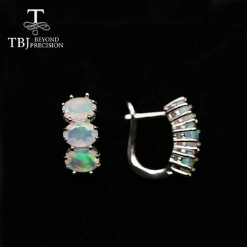 TBJ,5ct Farverige opal earring ,naturlige 6 Stykker naturlige Etiopien gemstones oval cut 5*7mm gemstone smykker 925 sterling sølv