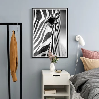 Sort og Hvid Afrikanske Zebra Dyr Lærred Malerier Plakat Print Væg Kunst, Billeder på Lærred til stuen Hjem Dekorationer