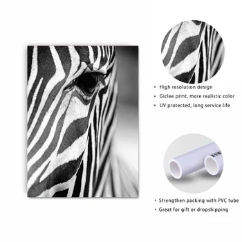 Sort og Hvid Afrikanske Zebra Dyr Lærred Malerier Plakat Print Væg Kunst, Billeder på Lærred til stuen Hjem Dekorationer