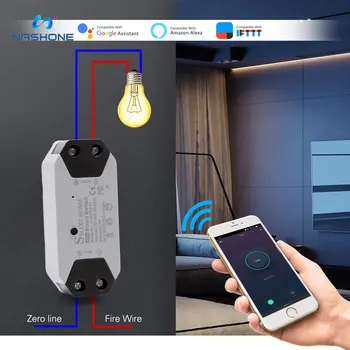 Nashone WiFi Smart Light Switch Universal Breaker Timer, Smart Liv APP Trådløs Fjernbetjening Switch Arbejde Med Alexa Google