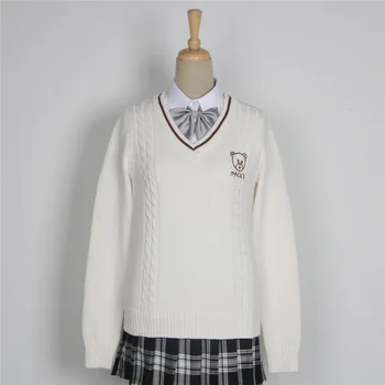 Japansk High School Uniform Par Kærester Pullovere Mand Kvinder Med Lange Ærmer Bære Broderi Trøjer Britisk Stil Slim Strik