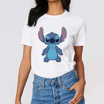 Lilo & Stitch Tegnefilm Æstetiske Disney T-shirt Kvinder Harajuku Søde Kawaii Sommeren Afslappet Tumblr Tøj, Mode Toppe