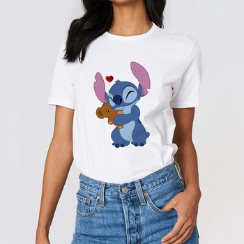 Lilo & Stitch Tegnefilm Æstetiske Disney T-shirt Kvinder Harajuku Søde Kawaii Sommeren Afslappet Tumblr Tøj, Mode Toppe