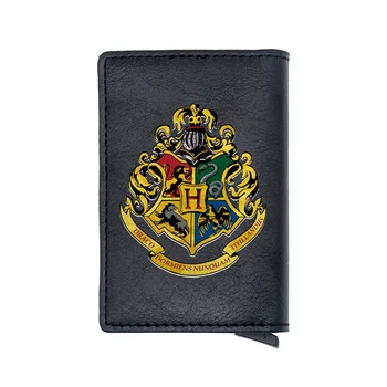 Classic Fashion Hogwarts Symbol Mønster Digital Print Læder Kortholder Tegnebog Mænd Kvinder Charme Mini Kort Pung