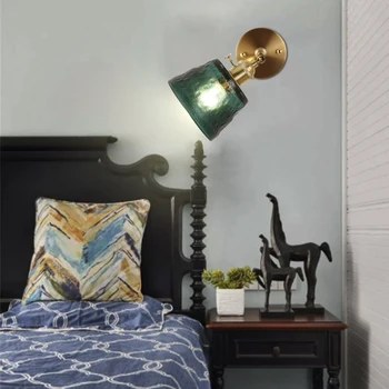 Artpad Elegant Nordisk Grønne væglampe med Tunge Glas Lampeskærm,E27 Roterbar Skifte Væg Lampe til Soveværelset, stuen Undersøgelse