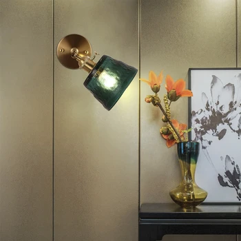 Artpad Elegant Nordisk Grønne væglampe med Tunge Glas Lampeskærm,E27 Roterbar Skifte Væg Lampe til Soveværelset, stuen Undersøgelse