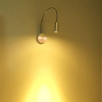 Sølv Fleksibel Slange FØRTE Moderne væglampe 3W Fleksibel Arm-Lampe læsestof Lys Studere Maleri Væggen Belysning