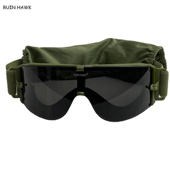 Taktiske Briller Airsoft Militære X800 Solbriller Motorcykel Vindtæt Briller Med 3 Linser Army Skyde Paintball Beskyttelsesbriller