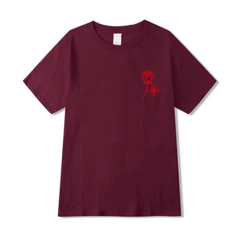 2019 Nye ensfarvet T-Shirt med Korte ærmer Herre Sort Og Hvid bomuld, Rose Trykt sjove T-shirts Sommeren Tshirt Toppe