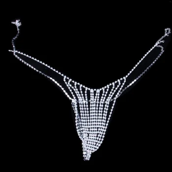 Nye Luksus Satin Bh-Kæde Seletøj lingeri Undertøj g-streng Sæt til Kvinder Crystal Krop Talje Kæde Trusser Smykker