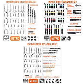 Universal Power Værktøjer Kits Skruetrækker Bit Sæt Slidser På Tværs Torx Bor For Metal, Træ, Plast Enhed Reparation Indvirkning Driver