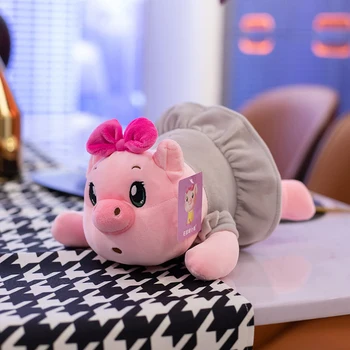 Super Søde Liggende Bue Dressing Piggy Plys Legetøj Fyldte Tegnefilm Dyr Pink Uvidende Lyserøde Gris Plushies Dukke Til Baby Pige Gave