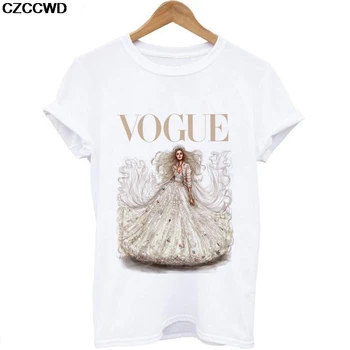 En Nederdel Lavet Af Gyldne Løver Print Kvindelige T-Shirt Vogue Brev Løse Kvinder t-shirts 90'erne Toppe, T-shirt Grafisk Tøj Elegant Pige
