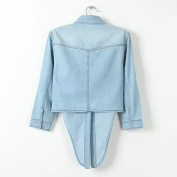 2019 Harajuku sommer Denim skjorte kvinder, kort pels Sjal Medium ærmer Vasket jean Bluse toppe kvindelige Plus size Sexet shirts 2885