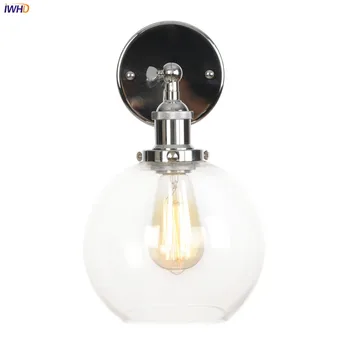 IWHD Loft Decor Glas Kugle væglampe Inventar soveværelse Spejl Trappe Sølv Industriel Vintage væglampe Sconce Edison Armatur