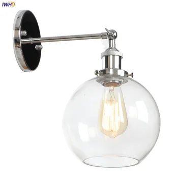 IWHD Loft Decor Glas Kugle væglampe Inventar soveværelse Spejl Trappe Sølv Industriel Vintage væglampe Sconce Edison Armatur