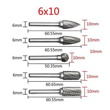 6 mm Skaft 1 pc Wolfram Carbide Fræser Roterende Værktøj Burr Dobbelt Korn for Dremel Slibe Værktøj til Metal /Marmor /Jade