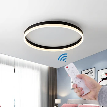 2020 LED-loftsbelysning Til stuen, spisestuen, Soveværelse Nordiske Sort Loft Lampe med Fjernbetjening luminarias para teto