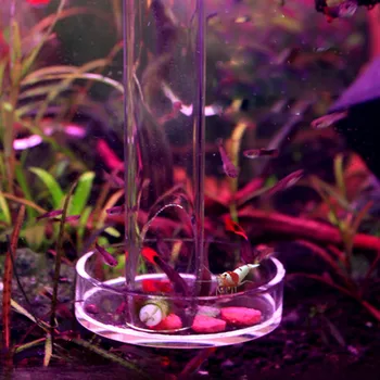 Behogar Akvarium Glas-Arkføderen Gennemsigtig Akryl Rejer Fodring Rør med 8cm Skål, Skål for akvariefisk Tank Tilbehør