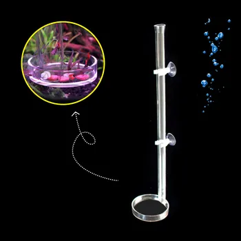 Behogar Akvarium Glas-Arkføderen Gennemsigtig Akryl Rejer Fodring Rør med 8cm Skål, Skål for akvariefisk Tank Tilbehør