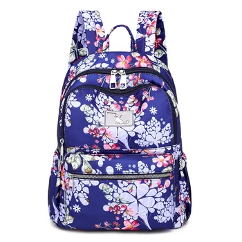 Søde Letvægts Lærred Bookbags Små skoletasker til Teenage-Piger Rejser Daypack Floral Blå Kvinder Rygsæk Mochila Feminina