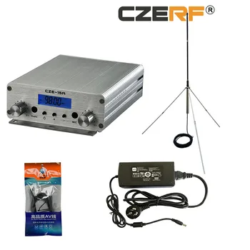 Hot CZH-15A CZE-15A FU-15A 15W FM stereo PLL-senderen FM-exciter 88Mhz - 108Mhz + 1/4 bølge GP antenne + PowerSource