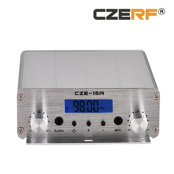 Hot CZH-15A CZE-15A FU-15A 15W FM stereo PLL-senderen FM-exciter 88Mhz - 108Mhz + 1/4 bølge GP antenne + PowerSource