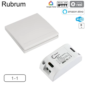 Rubrum WiFi Skifte RF 433MHz 10A/2200W Timer Trådløse Tryk og Skifte 86 ON/Off Switch Panel For Tuya Google Startside Amazon Alexa Lys