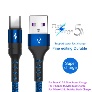 Nohon 5A Type C-Kabel til Huawei Mate 30 Micro USB Kabel Til Samsung S7 Xiaomi Hurtig Opladning Data Oplader til iPhone 11 Pro Antal