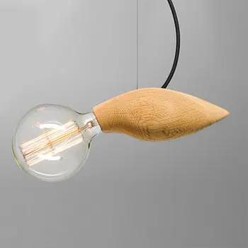LukLoy LED Nordiske Vedhæng Lys Træ Hængende Lampe Moderne Sengelamper Tøj Butik Loft Lampe med et Enkelt Hoved Massivt Træ Lys Bar