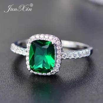 JUNXIN Simpel Mand Kvinde Blå/Grønne/Lilla Zircon Sten Ring Mode Ild Opal Ringe Til Mænd Og Kvinder Vintage Wedding Ring
