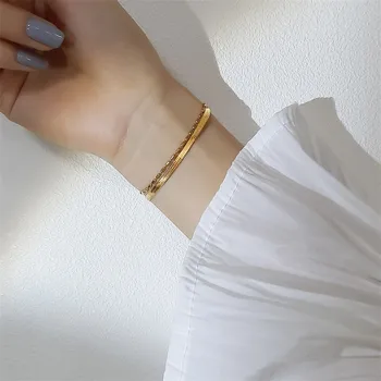 Modyle Guld Farve armbånd armbånd Armbånd til Kvinder Punk Multi-Lag Rustfrit Stål Kæde Armbånd Kvindelige Smykker Engros
