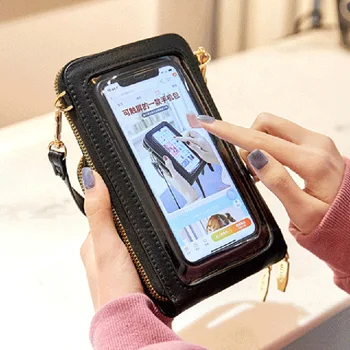 Små Touchable Crossbody Mobiltelefon, Pung Kvinder Touch Screen Telefon Taske Armbånd Kredit Card Coin Tegnebog Mini Skulder Håndtasker