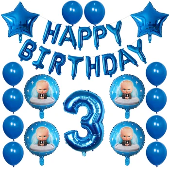 30stk Tegnefilm Baby Boss Balloner Happy Birthday Party Folie Helium-Balloner Kids Fødselsdag Part Dekorationer Luft Globos Forsyninger