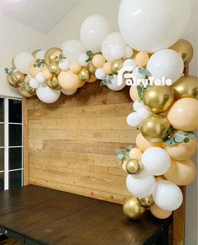 Krom Guld Balloner Guirlande-Arch Macaron Hvid Fersken Creme 96pcs Ballon, Baby Shower, Fødselsdag, Bryllup, Jubilæum Part Indretning