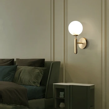 Tiooka Moderne Lampetter Lys-armatur Sort Gyldne Væg-Lampe med Rund Kugle Glas lampeskærm til Sengen TV-baggrundsbelysning
