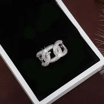 2021 Nye Overdrivelse Kæde Cirkel Guld Spænde Åbning Ringe For en Kvinde Fashion Smykker Zircon Wedding Party Girl ' s Usædvanlige Ring
