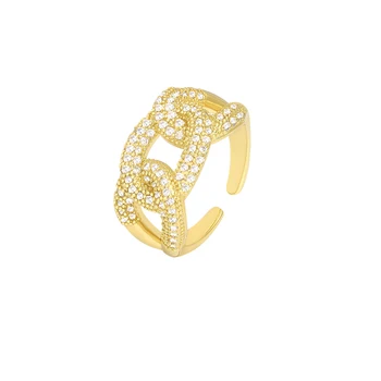 2021 Nye Overdrivelse Kæde Cirkel Guld Spænde Åbning Ringe For en Kvinde Fashion Smykker Zircon Wedding Party Girl ' s Usædvanlige Ring