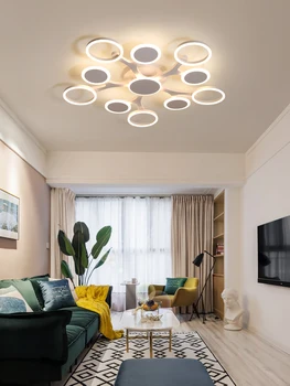 Moderne LED-loftsbelysning lampe Til stuen Hjem Art Deco-Restaurant Office Hvid Lampe Med Fjernbetjening Soveværelse Glans