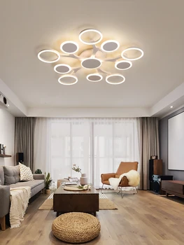 Moderne LED-loftsbelysning lampe Til stuen Hjem Art Deco-Restaurant Office Hvid Lampe Med Fjernbetjening Soveværelse Glans