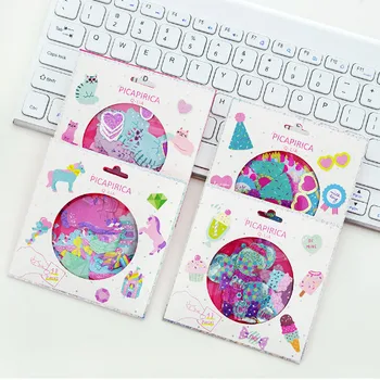 48Parts / Pakke Farverige Mini Laser Selvlysende Mærkat Smukke Ocean Univers Dyr Tema Dekorative Sticker Gave Børn