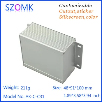 1 pc ' er, 48*91*100 mm ekstruderet aluminium kabinet skifte kasse aluminium vægmontering aluminium strømforsyning forstærker kabinet
