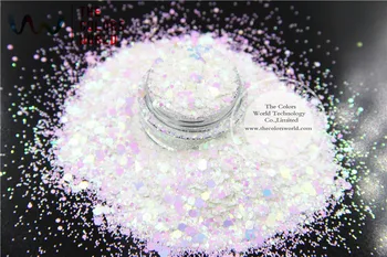 TCI04-H1 Perlemors Indescent Hvid Bule Lys, Farver, Glitter Sekskantede figurer Glitter til nail art DIY og Ferie dekoration