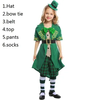 Piger Irske Familie Gruppe Dværg Kostume Børn St. Patrick Dag Elf Tøj Fancy Kjole, Hat, Top, Bukser Kulør