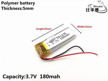 20pcs/masse 3,7 V 180mAH 501235 Polymer lithium-ion / Li-ion Genopladeligt batteri til DVR,GPS,mp3,mp4