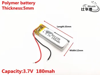 20pcs/masse 3,7 V 180mAH 501235 Polymer lithium-ion / Li-ion Genopladeligt batteri til DVR,GPS,mp3,mp4