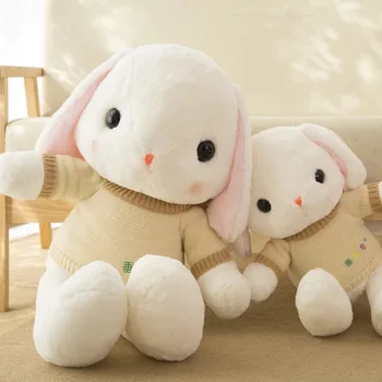 Lange Øre Lop Sweater Bunny Baby Legetøj Udstoppede Dyr Pude Søde bløde Sovende Holde Kanin Dukke Gave Legetøj for Børn