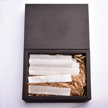 7pc/max Naturlige Hvidt Selenite Gips Pinde Uregelmæssige Reiki Mineral Prøve Healing Krystal Wand Smykker Vedhæng Gøre Sten