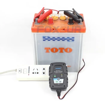 Foxsur 6V og 12V 1A Auto Bil Batteri Oplader Smart Batteri Oplader Vedligeholdelse af Bil, Motorcykel, Cykle Gel, Agm Vrla Batteri Char